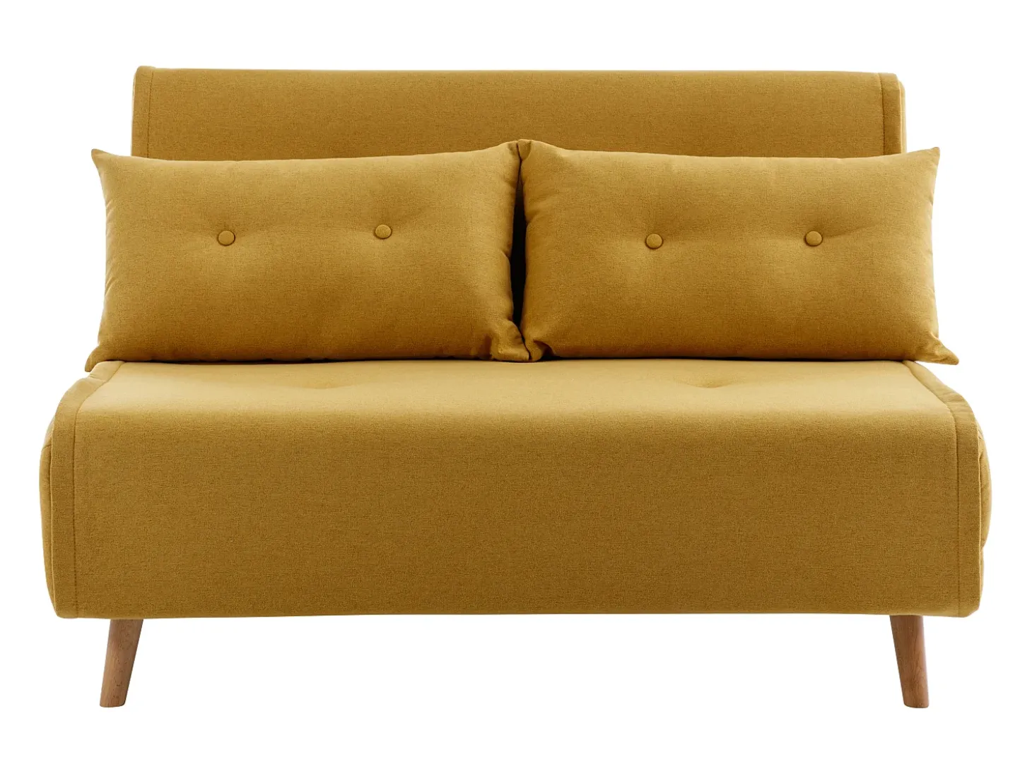 Sofá de 2 lugares convertível tecido amarelo mostarda estilo habitat jovem URIBIA