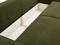 Sofá de 4 lugares convertível veludo canelado verde oliva - AMELIA