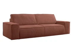Sofá de 4 lugares convertível veludo canelado cor-de-rosa - AMELIA