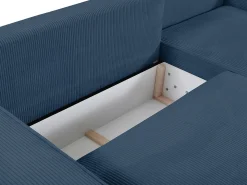 Sofá de 4 lugares convertível em veludo canelado azul - AMELIA de PASCAL MORABITO