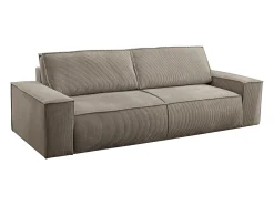 Sofá de 4 lugares convertível veludo canelado taupe - AMELIA