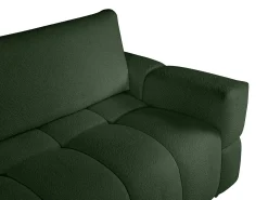 Sofá de 3 lugares convertível em tecido bouclé verde - ISSORO II