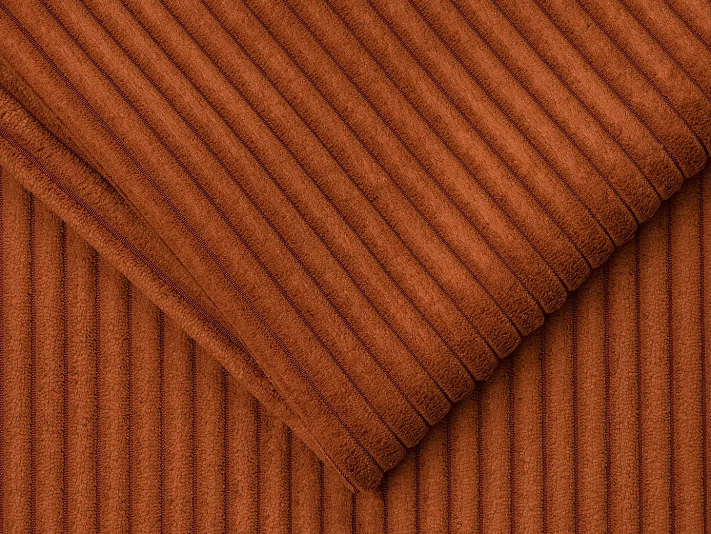 Sofá de 3 lugares convertível abertura rápida em veludo canelado terracota - 14 cm - LORETO