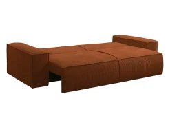 Sofá de 4 lugares convertível veludo canelado terracota - AMELIA