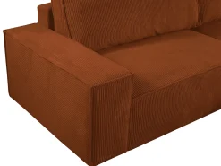 Sofá de 4 lugares convertível veludo canelado terracota - AMELIA