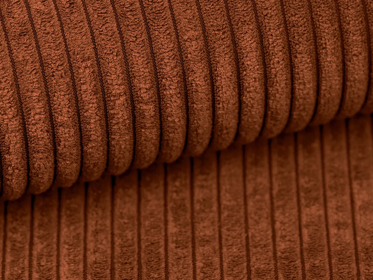 Sofá de 4 lugares convertível veludo canelado terracota - AMELIA