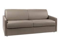 Sofá de 4 lugares convertível de abertura rápida em pele sintética taupe colchão de espuma de 18 cm - CALIFE