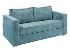 Sofá de 3 lugares convertível em veludo canelado azul turquesa assento com assento de memória de forma 22 cm LORETO