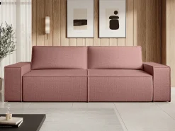 Sofá de 4 lugares convertível veludo texturizado terracota AMELIA