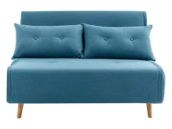 Sofá de 2 lugares convertível tecido azul estilo habitat jovem URIBIA