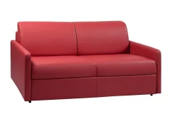 Sofá de 3 lugares convertível de abertura rápida em pele sintética vermelho colchão de espuma de 14 cm - CALIFE