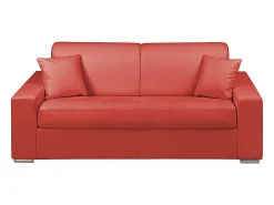 Sofá de 3 lugares convertível de abertura rápida em pele sintética vermelho colchão de espuma de 14 cm - EMIR
