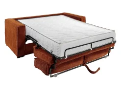 Sofá de 4 lugares convertível rápido em veludo canelado terracota - 160 cm - 22 cm LORETO