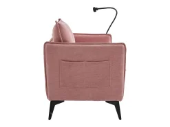 Sofá de 2 lugares cor-de-rosa - com compartimentos laterais para arrumação e suporte para telemóvel - chenille - para sala de estar e quarto