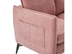 Sofá de 2 lugares cor-de-rosa - com compartimentos laterais para arrumação e suporte para telemóvel - chenille - para sala de estar e quarto