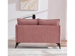 Sofá de 2 lugares cor-de-rosa - com compartimentos laterais para arrumação e suporte para telemóvel - chenille - para sala de estar e quarto