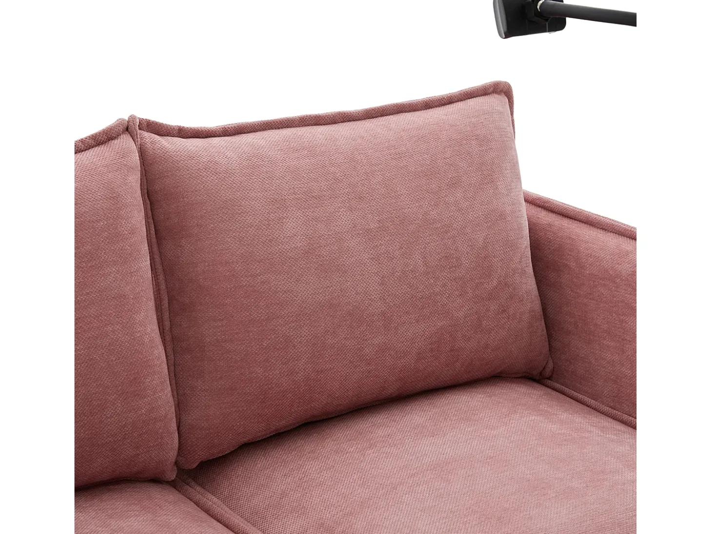 Sofá de 2 lugares cor-de-rosa - com compartimentos laterais para arrumação e suporte para telemóvel - chenille - para sala de estar e quarto