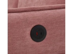 Sofá de 2 lugares cor-de-rosa - com compartimentos laterais para arrumação e suporte para telemóvel - chenille - para sala de estar e quarto