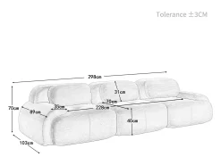 Sofá de 3 lugares em bombazine - Não necessita de montagem - Castanho