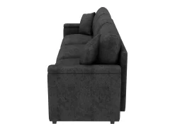 Sofá de 3 lugares em chenille cinzento - Almofadas, mesa de apoio dobrável, entradas USB e espaço para arrumação.