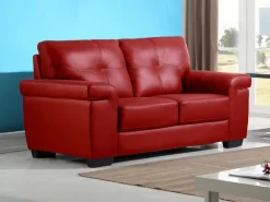 Sofá de 2 lugares em couro bovino - Vermelho - AVELÃ
