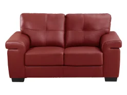 Sofá de 2 lugares em couro bovino - Vermelho - AVELÃ