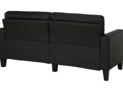 Sofá de 3 lugares em couro ecológico preto