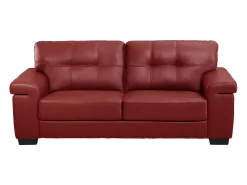 Sofá de 3 lugares em couro bovino - Vermelho - AVELÃ