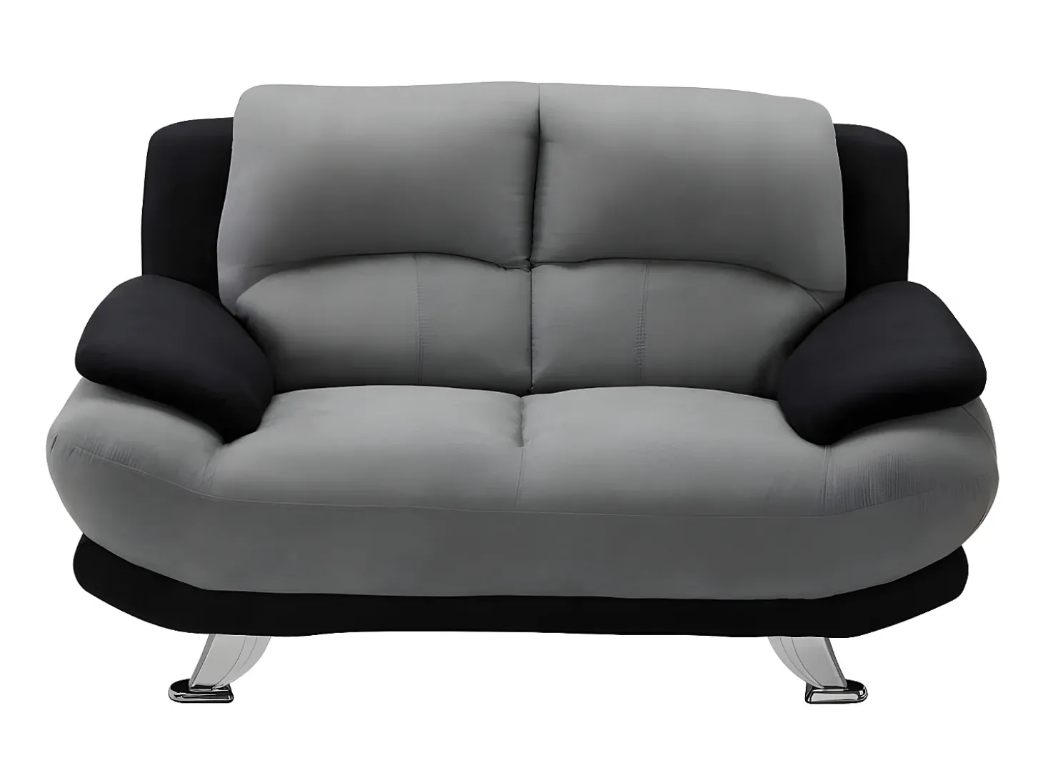 Sofá de 2 lugares em microfibra bicolor cinza e preto - MUSKO