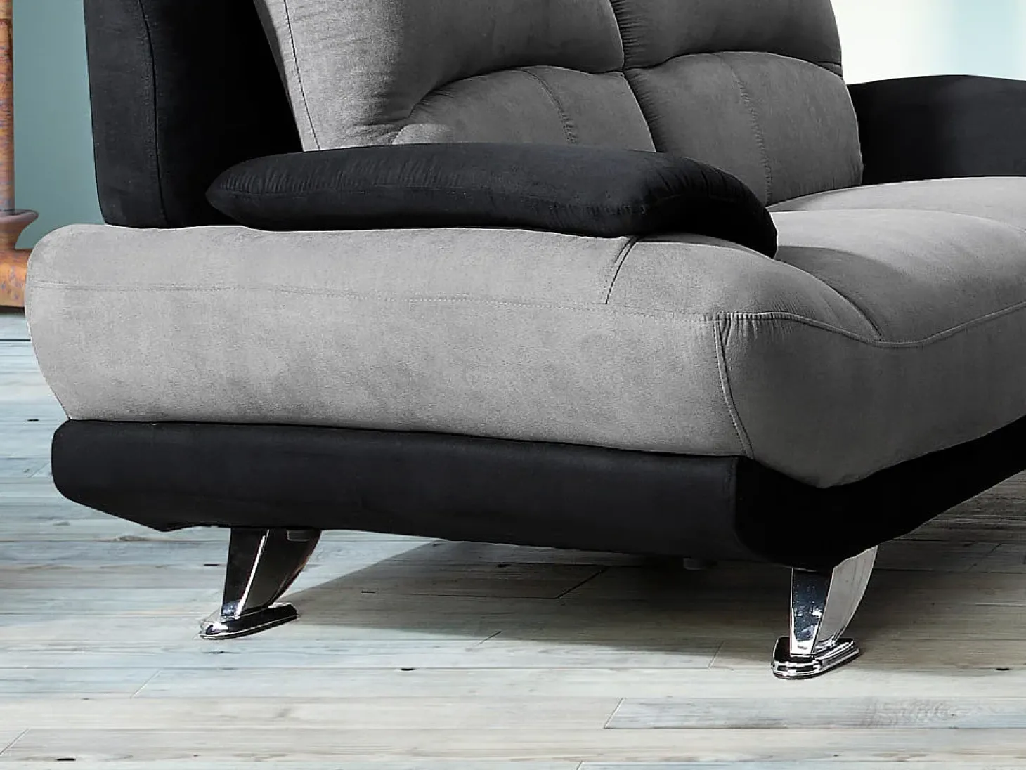 Sofá de 2 lugares em microfibra bicolor cinza e preto - MUSKO