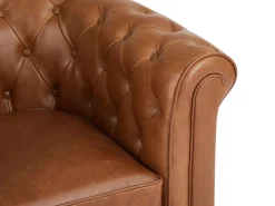 Sofá de 3 lugares em pele de vaca cor camel - CHESTERFIELD