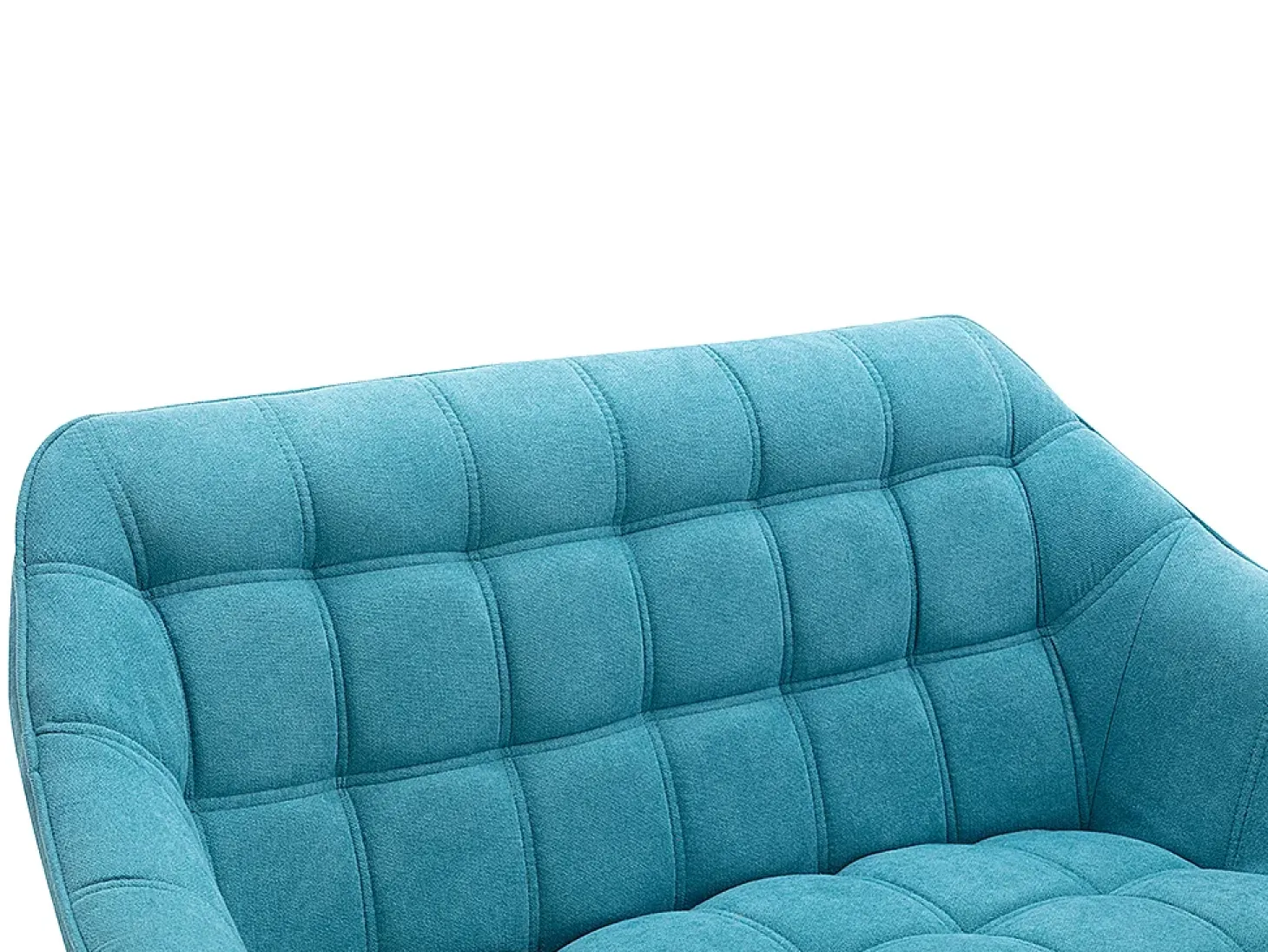 Sofá de 2 lugares em tecido azul acolchoado. Estilo escandinavo. CASERTA