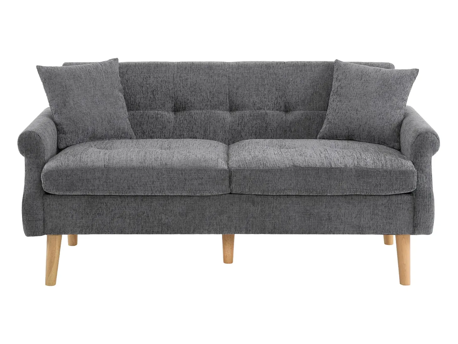 Sofá de 2 lugares em tecido chenille com almofadas grossas - 162 x 74 x 77 cm - para sala de estar, quarto - Cinza claro