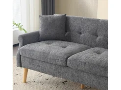 Sofá de 2 lugares em tecido chenille com almofadas grossas - 162 x 74 x 77 cm - para sala de estar, quarto - Cinza claro