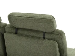 Sofá de 3 lugares em tecido texturizado verde com encosto função avanço-recuo UDALIO