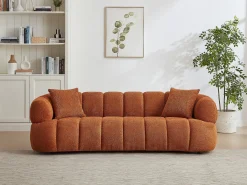 Sofá de 3 lugares em tecido bouclette terracotta COLIANI