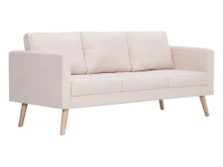 Sofá de 3 lugares em tecido cor creme