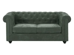 Sofá de 2 lugares em tecido de cor verde CHESTERFIELD