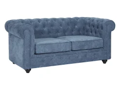 Sofá de 2 lugares em tecido cor azul CHESTERFIELD