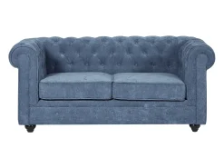 Sofá de 2 lugares em tecido cor azul CHESTERFIELD