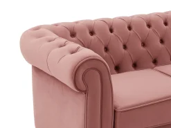 Sofá de 2 lugares em veludo cor-de-rosa pastel - CHESTERFIELD