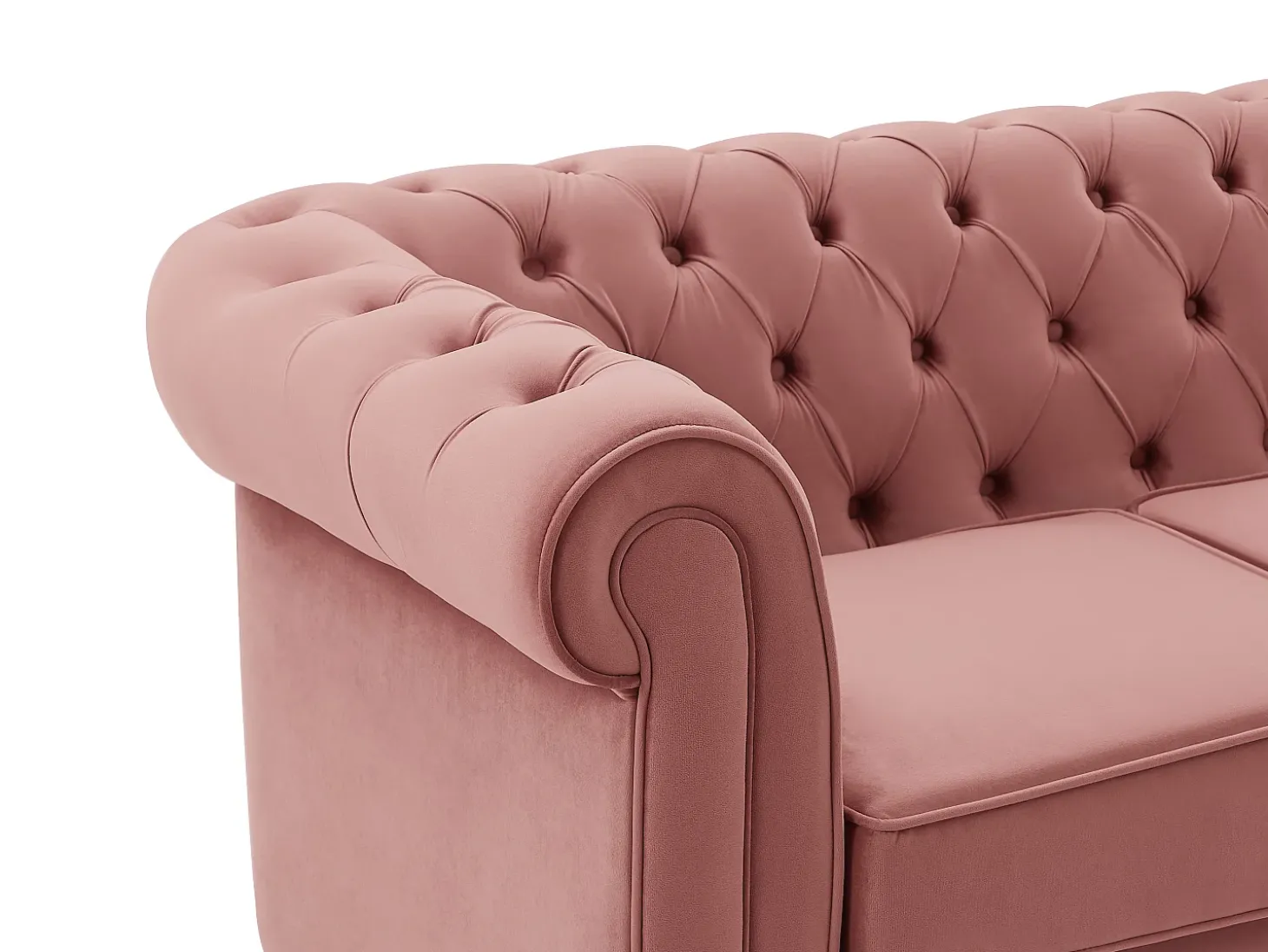 Sofá de 2 lugares em veludo cor-de-rosa pastel - CHESTERFIELD