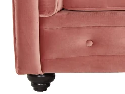 Sofá de 3 lugares em veludo rosa pastel CHESTERFIELD
