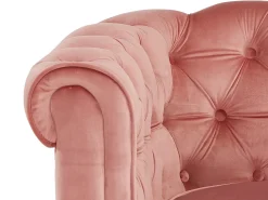 Sofá de 3 lugares em veludo rosa pastel CHESTERFIELD