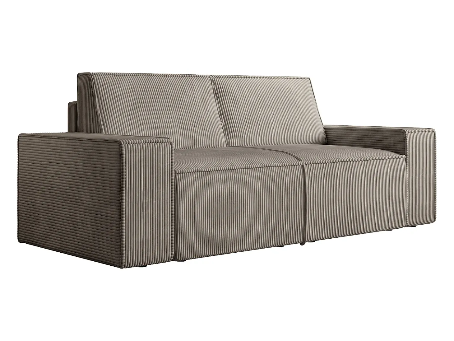 Sofá de 3 lugares em veludo cotelê taupe conforto AMELIA