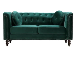 Sofá de 2 lugares em veludo verde-esmeralda estilo charme TURNER