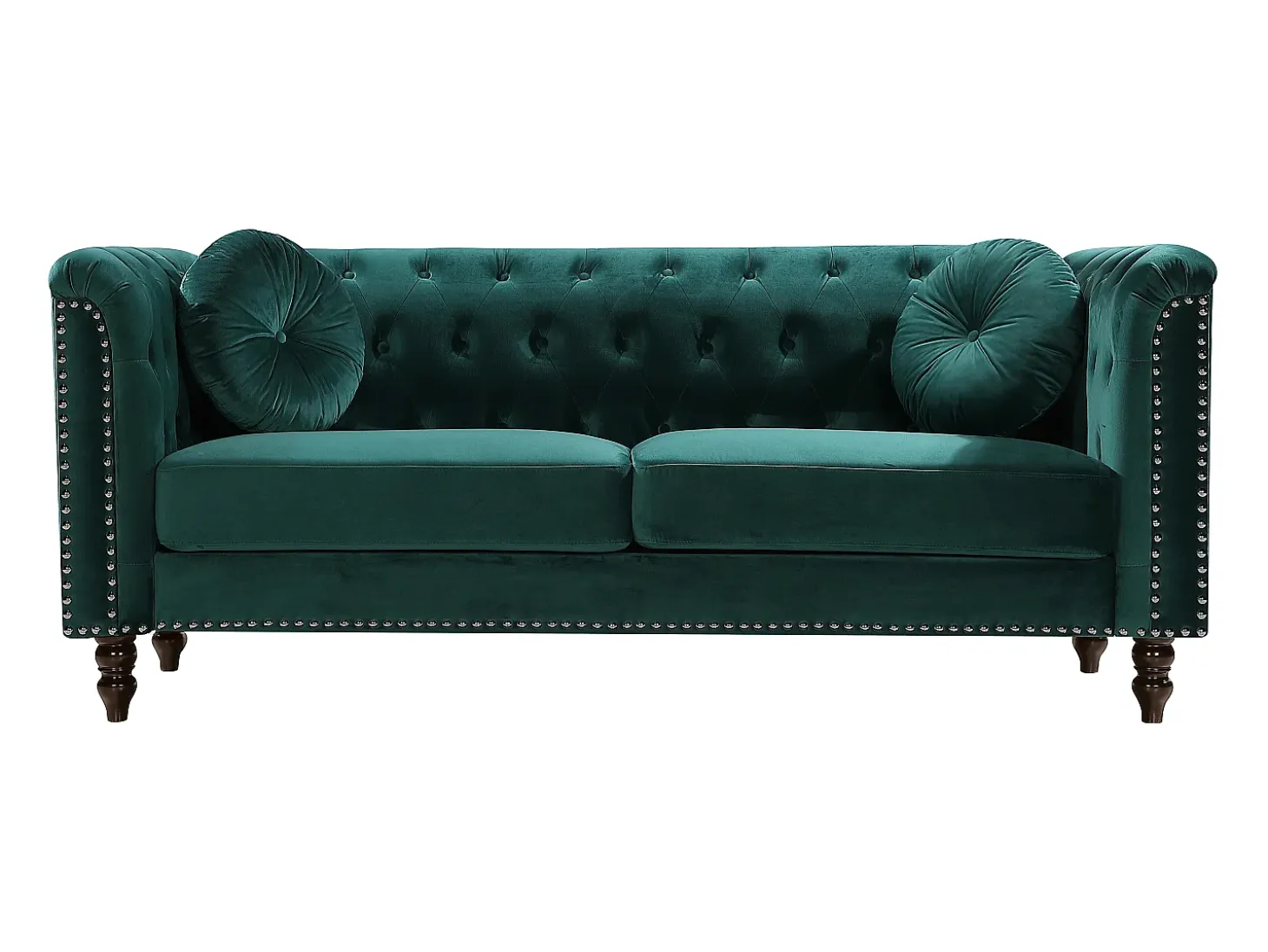 Sofá de 3 lugares em veludo verde-esmeralda estilo charme vintage TURNER