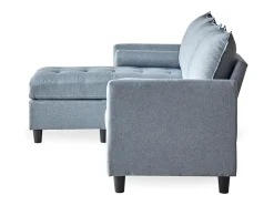 Sofá de 3 lugares em veludo cinza claro COVENTRY com pufe - Confortável, elegante e prático