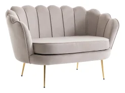 Sofá de 2 lugares forma concha veludo castanho taupe DANDELION
