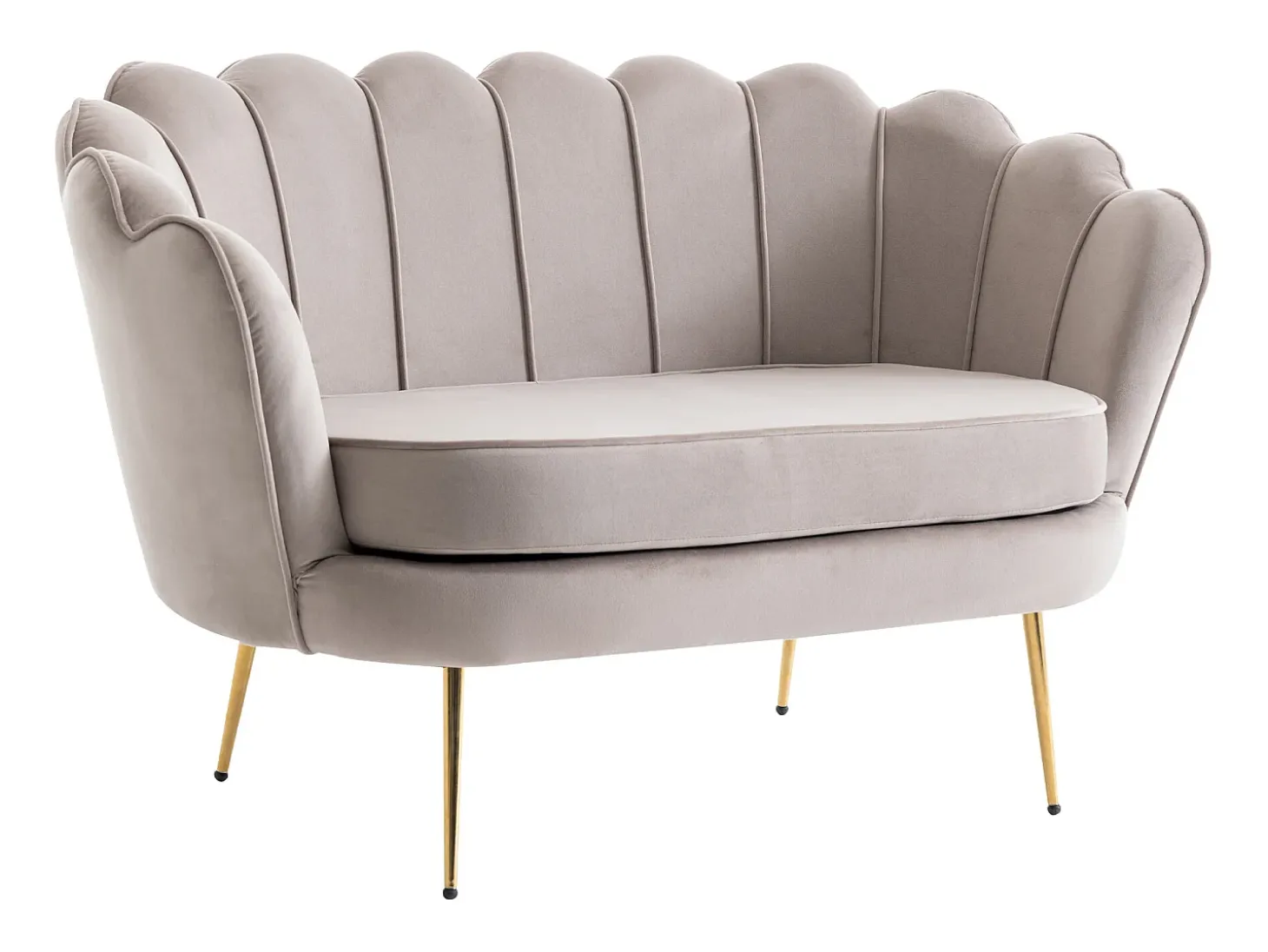 Sofá de 2 lugares forma concha veludo castanho taupe DANDELION